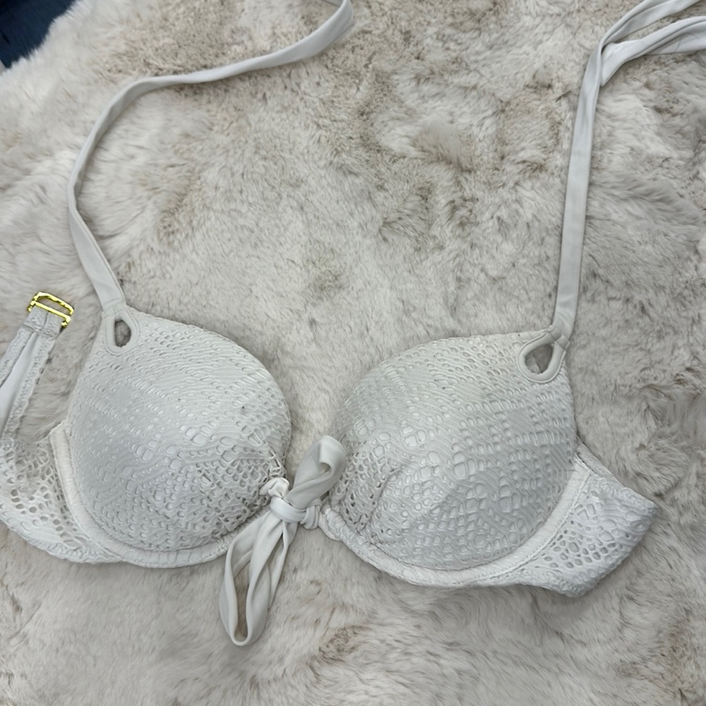 Victoria’s Secret white lace push up bikini top